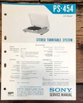 Sony PS-454 Record Player / Turntable Service Manual *original*. Fixed Price $19.97.