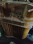 Philco Floor Console Tube Radio Wood Cabinet Push-button Dial. Fixed Price $79.99.