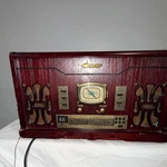 Memorex Vintage Retro Record Player Turntable Wood Design Red And Gold Accent. Fixed Price $254.99.