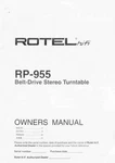 Rotel RP-955 Turntable Owners Manual. Fixed Price $22.24.