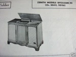 Zenith SFF2535M1 & SFF2535R1 Phonograph Radio Photofact. Fixed Price $6.50.