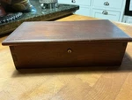 Antique Pa Walnut Lift Lid Table Top Lockbox. Fixed Price $75.00.
