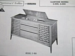 Clairtone S-400 & S-500 Phonograph Radio Photofact. Fixed Price $6.50.