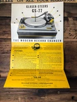 Glaser-steers GS-77 Record Changer 3 Pg Foldout Dealer Brochure *orig*. Fixed Price $19.97.