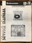 Kenwood KD-7X Record Player / Turntable Service Manual *original*. Fixed Price $14.97.