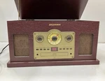 Sylvania SRCD838 Turntable Player Am/fm Radio Brown Gold 33/45/78 Rpm. Fixed Price $85.00.