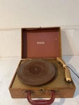 Vintage Decca Tube Record Player Case Powers On Spins. Fixed Price $49.99.