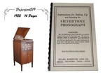 Silvertone Phonograph Setting-up & Operation Manual 1922 (14PG). Fixed Price $5.99.