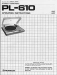 Pioneer PL-610 Turntable Owners Manual. Fixed Price $22.24.