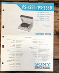 Sony PS-1350 PS-2350 Record Player / Turntable Service Manual *original*. Fixed Price $29.97.