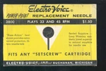 Electro-voice 3800 Set Screw Needle 33 & 45 Rpm .001 Tip Sapphire. Fixed Price $11.00.