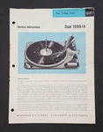 Dual Model 1006/A Service Manual. Turntable Gebruder Steidinger Germany. Fixed Price $19.99.