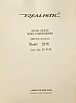 Realistic/radio Shack Model 22W 13-1138 Stereo Receiver Service Manual. Fixed Price $25.00.