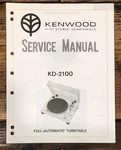 Kenwood KD-2100 Record Player / Turntable Service Manual *original*. Fixed Price $24.97.