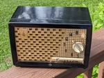 1940S-50S Emerson Bakelite Tube Radio, Cool Mid Century Or Mcm Design. Fixed Price $65.00.
