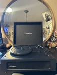 Crosley CR6019A-BK Black Portable Turntable Belt Drive 3-SPEED Rca Headphone. Fixed Price $40.00.