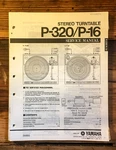 Yamaha P-320 P-16 Record Player / Turntable Service Manual *original*. Fixed Price $24.97.