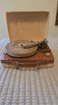 Vintage 1950S Fada Portable Suitcase Record Player Brown And Yellow As-is. Fixed Price $75.00.