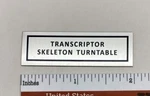 Transcriptor Skeleton Turntable Silver Custom Replacement Badges. Fixed Price $8.95.