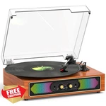 Bluetooth Record Player Rgb Lights 3-SPEED Retro Wood Vinyl. Fixed Price $109.99.