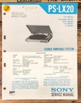 Sony PS-LX20 Record Player / Turntable Service Manual *original*. Fixed Price $19.97.