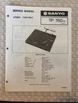AUG/85 Sanyo Tp 760 Stereo Turntable Service Manual. Fixed Price $20.00.