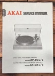 Akai AP-D30 -D30C AP-Q50 -Q50C Turntable Service Manual *original*. Fixed Price $19.97.