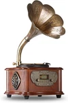 Vintage Gramophone Record Player Lp Turntable W/ Copper Horn Speaker. Fixed Price $464.05.