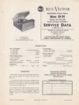 Rca Model HF-99 Portable Record Player Service Data Manual 1958. Fixed Price $10.00.