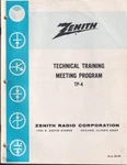 Zenith Tv Radio Stereo Record Changer: Technical Training Meeting Program 1972. Fixed Price $11.99.