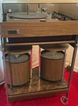 Zenith Circle Of Sound Stereo Record Player Turntable Console W/ Dust Cover. Fixed Price $900.00.