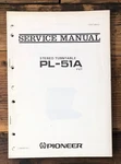 Pioneer PL-51A Record Player / Turntable Service Manual *original*. Fixed Price $27.97.