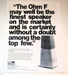 Ohm F Coherent Vintage Audiophile Ad 1977 - Page Walsh Driver. Fixed Price $10.99.
