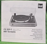 Dual Cs 505-3 Owners Manual Original--not Copy For Turntable. Fixed Price $15.95.