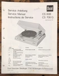 Dual Cs 608 708 Q Turntable Service Manual *original*. Fixed Price $19.97.