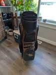 Vintage Belding Sports Coca Cola Cart Golf Bag 9 Way Brown Feaux Leather Coke. Fixed Price $114.99.
