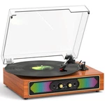 Bluetooth Record Player With Rgb Lights, 3-SPEED Belt-drive Turntable Bu.... Fixed Price $108.78.