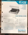 Sony PS-636 Record Player / Turntable Service Manual *original*. Fixed Price $19.97.