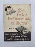 Vtg. Presto Hot Dogger Cooks Dogs 60 Seconds (instruction Manual Only). Fixed Price $8.79.