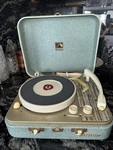 Vtg Rca Victor Victrola 1 Emp 2L Suitcase Portable Record Player For Restoration. Fixed Price $59.99.