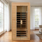 Indoor 1PERSON Sauna Cabinet Canadian Hemlock Far Infrared Panels 140F 1290W. Fixed Price $1050.00.