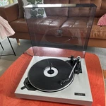 Untested Realistic LAB-85 Belt Drive Turntable, Silver/black, Dust Cover, Rca. Fixed Price $100.00.