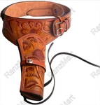 Western Cowboy Leather Cover Handmade Gunbelt Antique Revolver Dual Holster. Fixed Price $118.40.