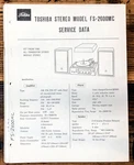 Toshiba FS-2600MC Stereo Service Manual *original*. Fixed Price $14.97.