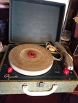 Green Phonola Model 156 Portable Record Player W/built-in Speaker Waters Conley. Fixed Price $29.98.
