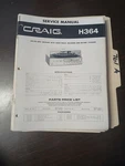 Craig H364 Service Manual Original Repair Book Am Fm Receiver 8 Track Record. Fixed Price $49.99.