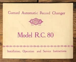 Garrard Model R.c. RC80 Turntable Owner / User Manual *original*. Fixed Price $24.97.
