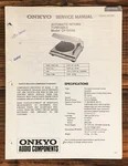 Onkyo CP-1033A Record Player / Turntable Service Manual *original*. Fixed Price $19.97.