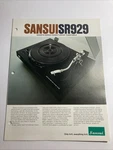 Sansui SR929 Turntable Brochure Rare And Original. Fixed Price $45.00.