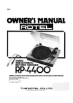Rotel RP-4400 Turntable Owners Manual. Fixed Price $22.24.